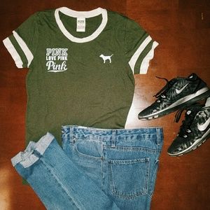 pink olive shirt